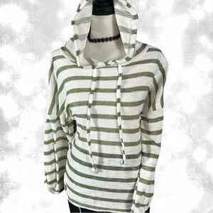 All In Love Y2K Style Green and White Striped Hoodie